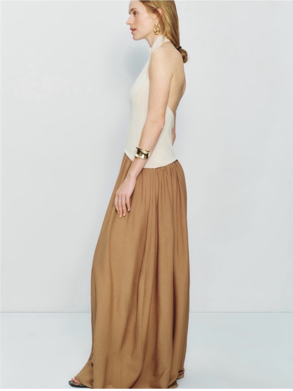 Solid & Striped Solgio Tan and White Maxi Dress Medium - Picture 2 of 7